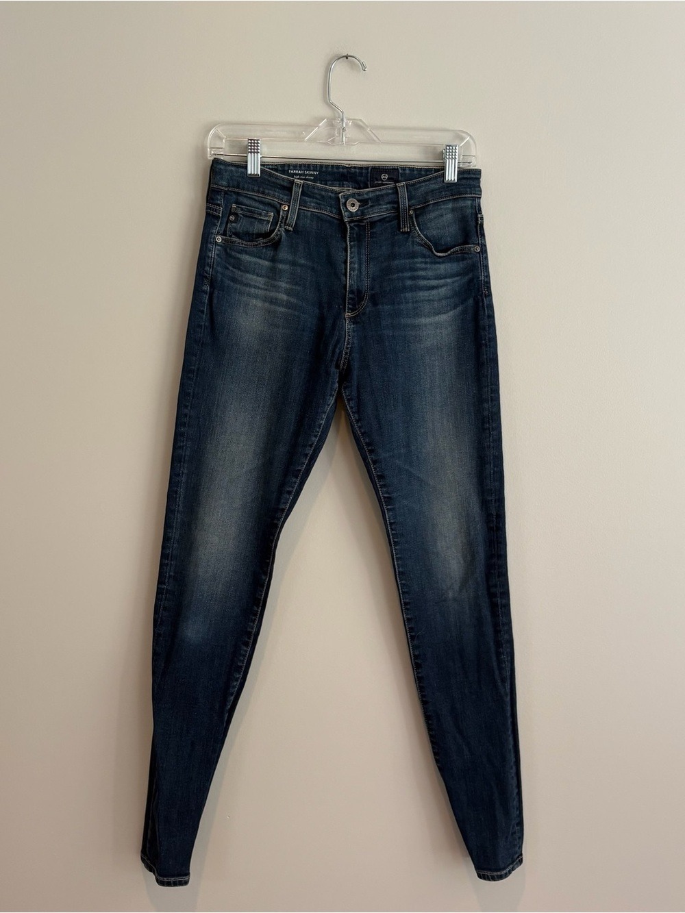 Ag Adriano Goldschmied Women's Farrah Skinny Jeans in Dark Wash Blue Size 28